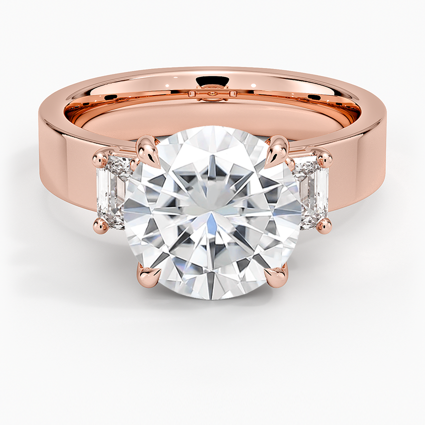 Moissanite Peyton Emerald Cut Three Stone Diamond Ring (1/2 ct. tw.) in 14K Rose Gold