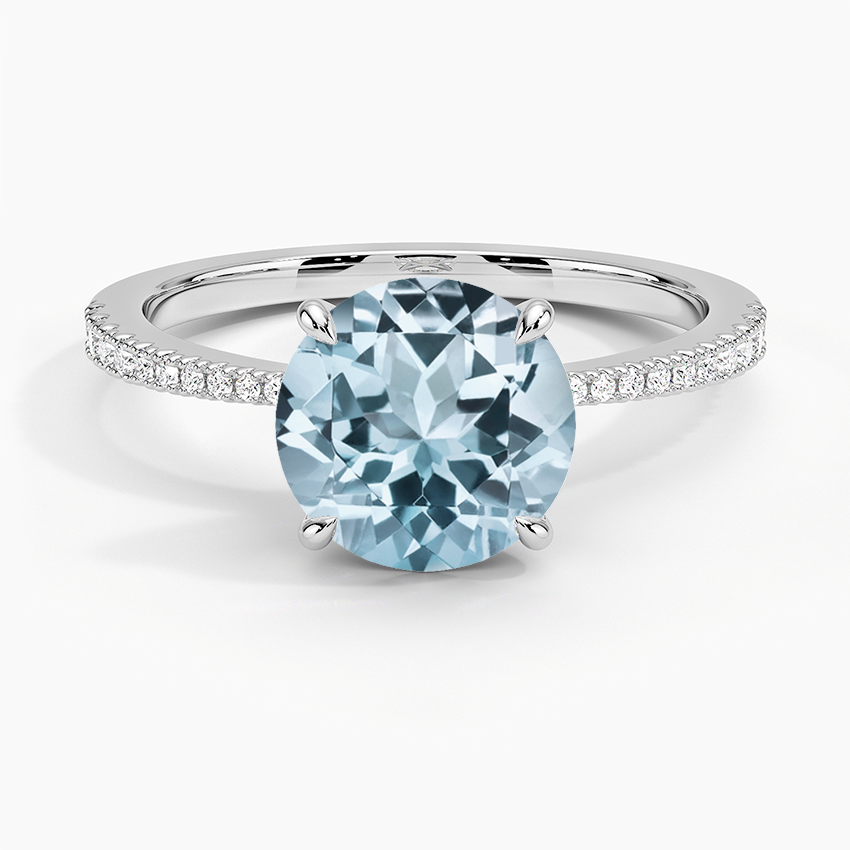 Aquamarine Elena Diamond Ring in 18K White Gold