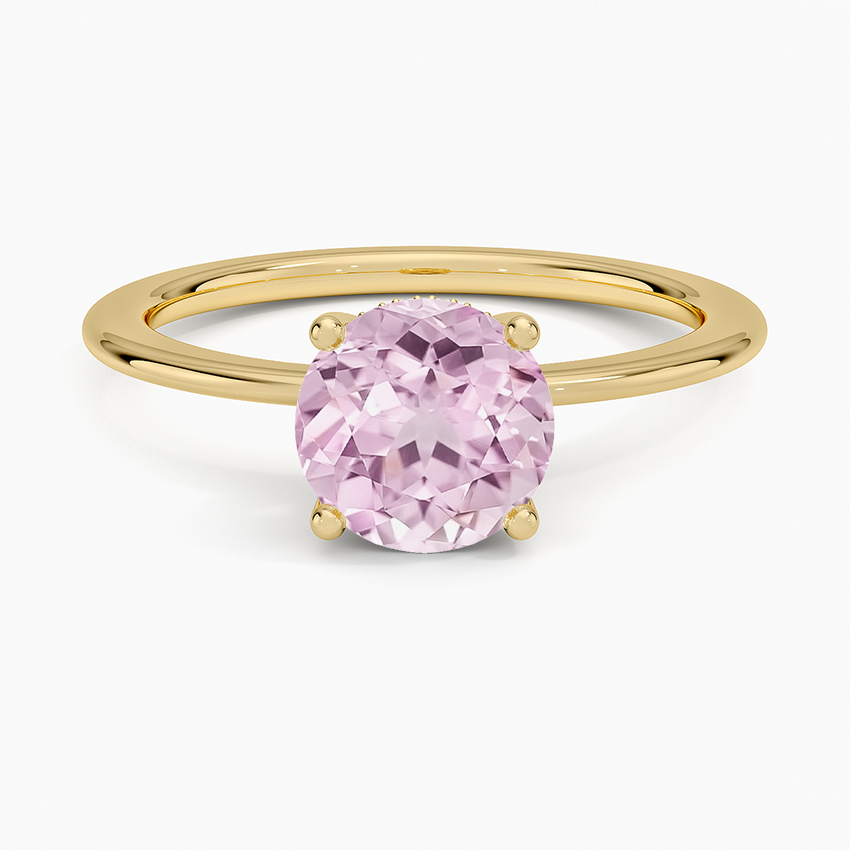 Lab Grown Sapphire Aimee Solitaire Diamond Ring with Hidden Halo in 18K Yellow Gold