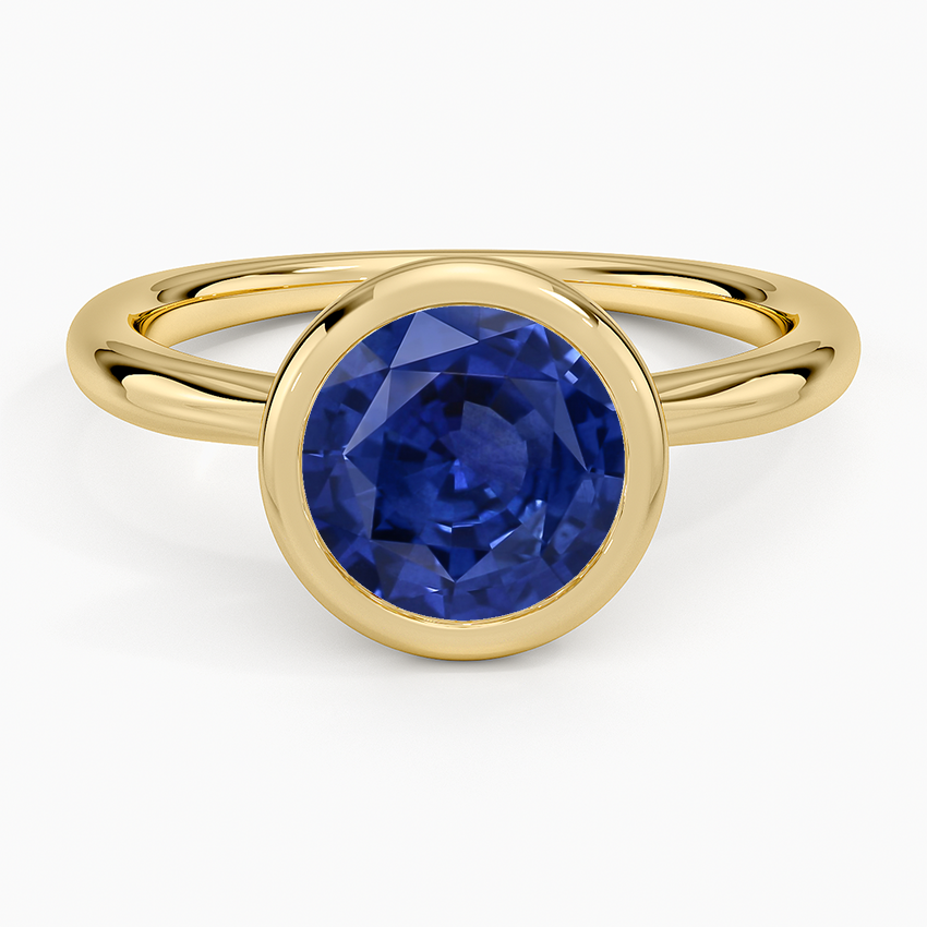 Sapphire Freesia Bezel Solitaire Ring in 14K Yellow Gold