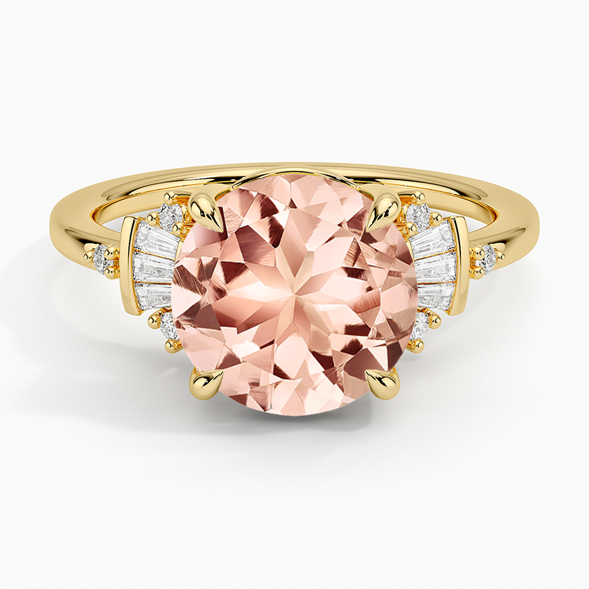 Morganite Daphne Art Deco Ring (1/8 ct. tw.) in 14K Yellow Gold