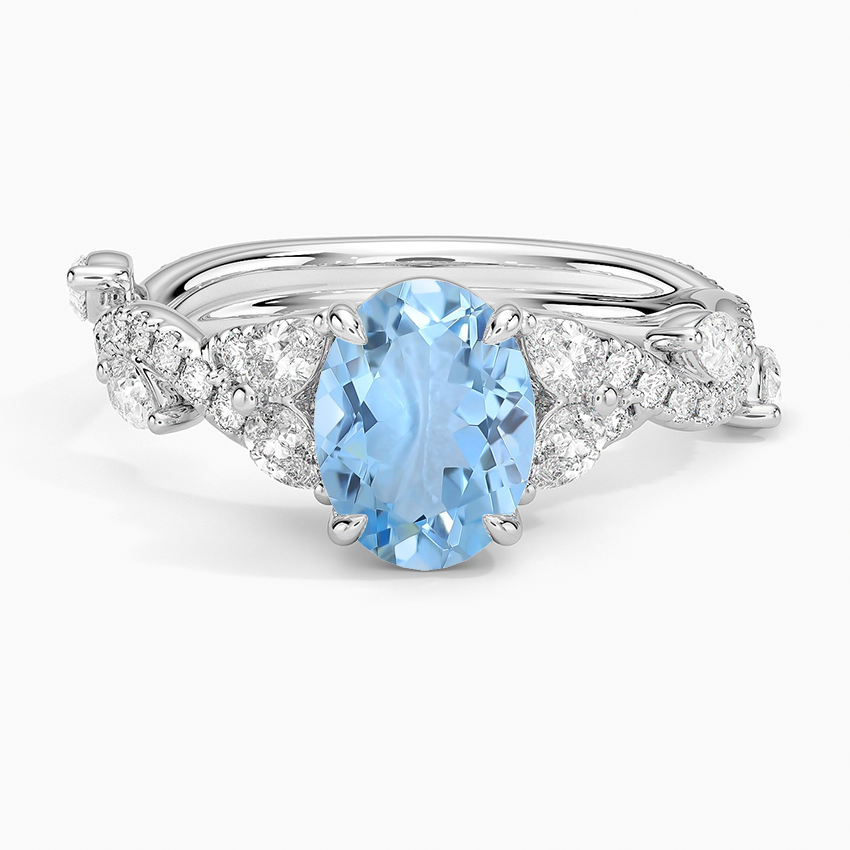 Aquamarine Vintage Secret Garden Diamond Ring (2/3 Ct. Tw.) in 18K White Gold