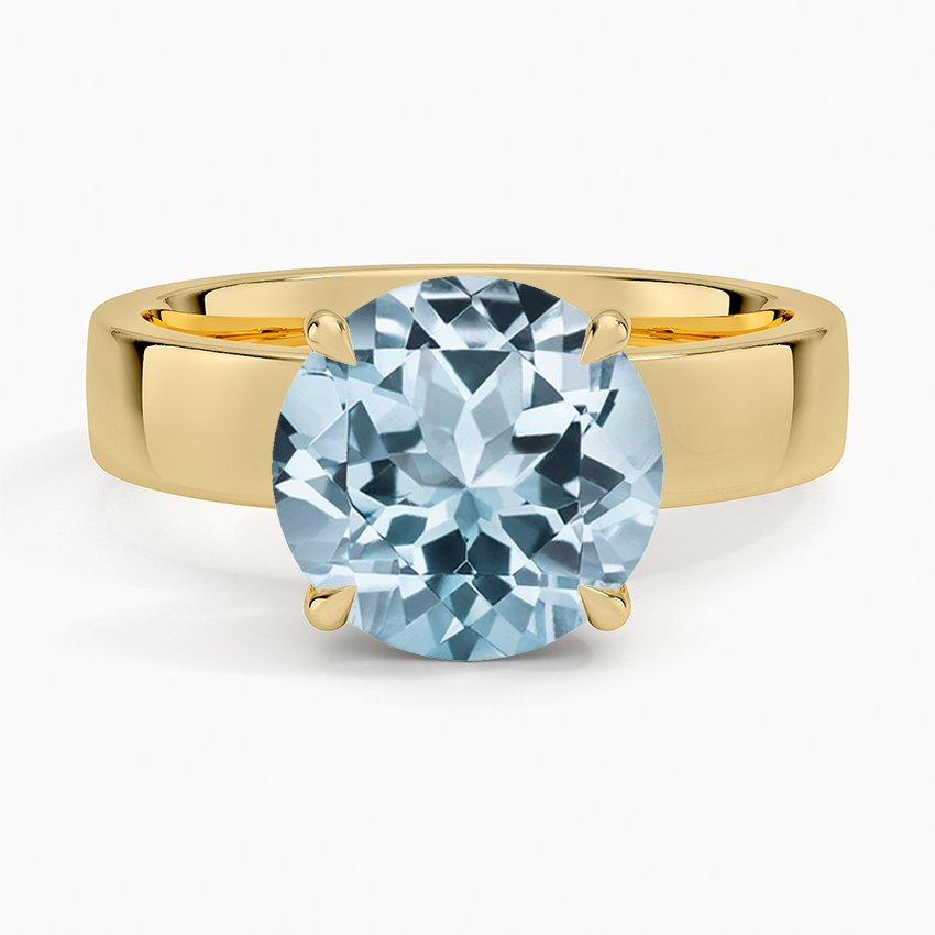 Aquamarine Peyton 4mm Solitaire Ring in 14K Yellow Gold