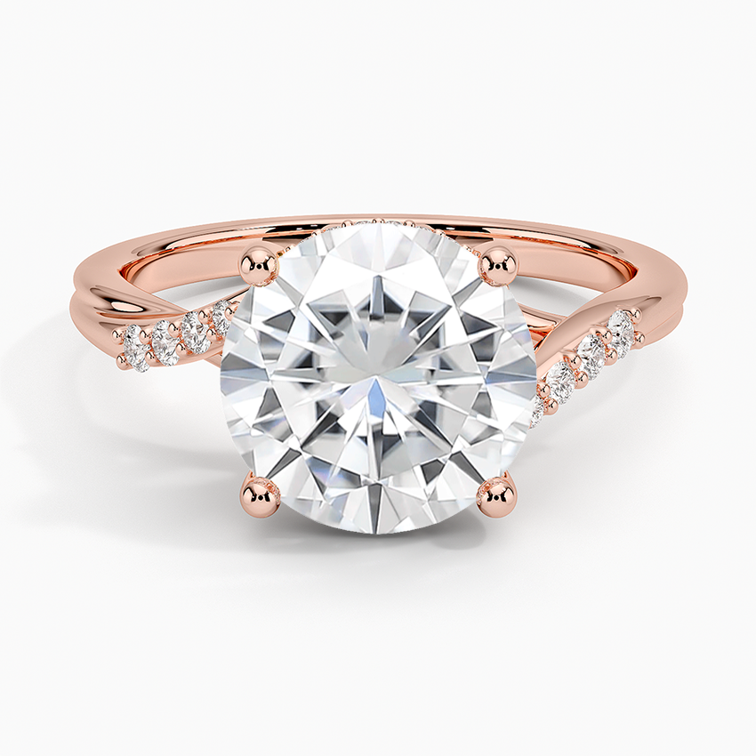 Moissanite Chamise Hidden Halo Diamond Ring in 14K Rose Gold