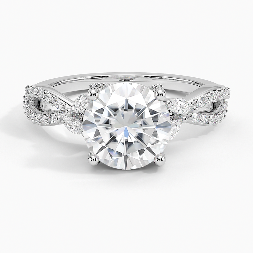 Moissanite Adorned Luxe Willow Diamond Ring (1/3 ct. tw.) in 18K White Gold