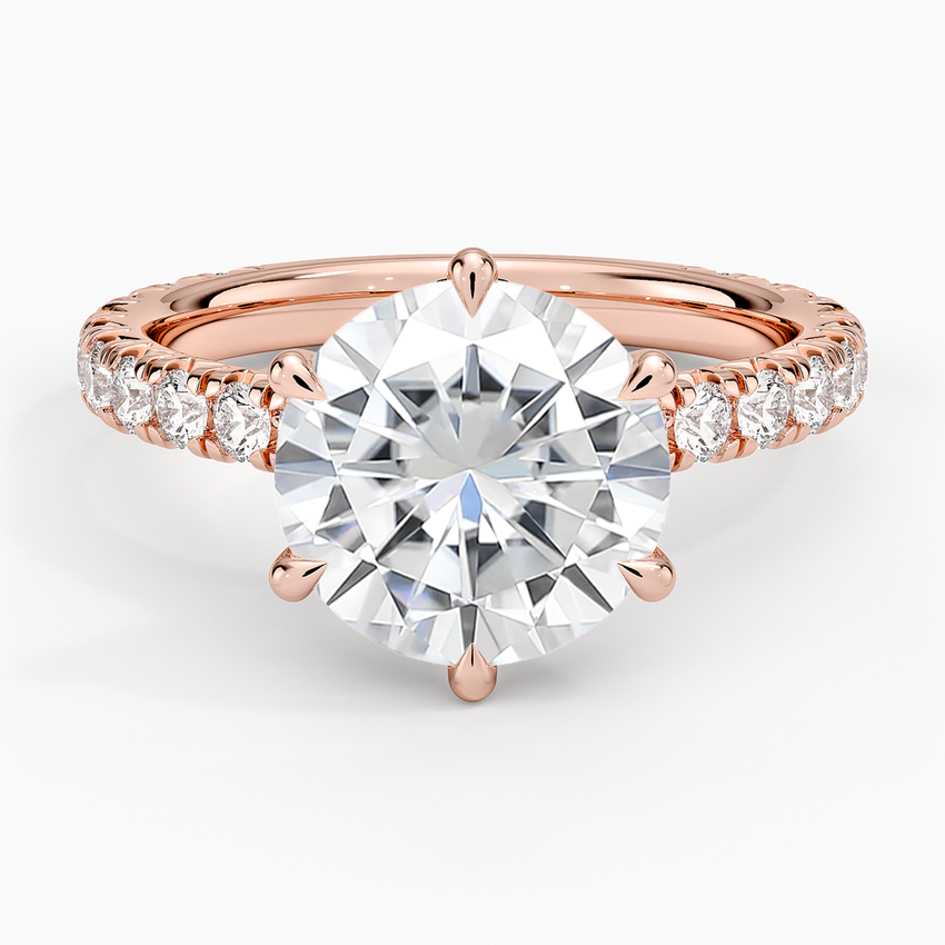 Moissanite Sienna Three-Quarter Coverage Diamond Ring in 14K Rose Gold