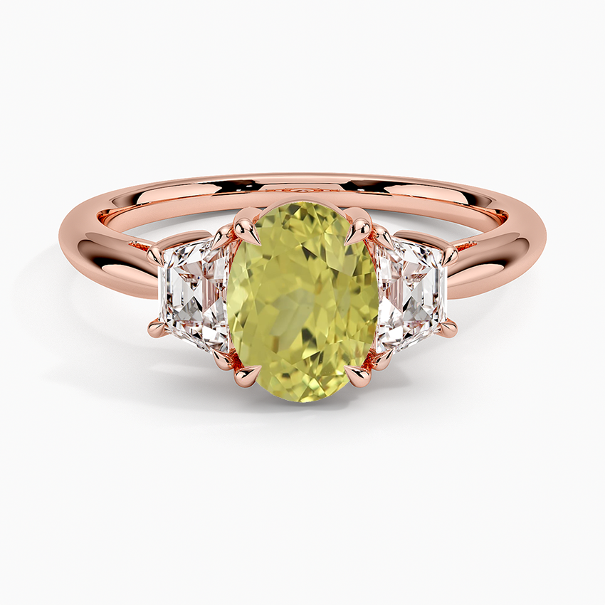 14K Rose Gold Embrace Three Stone Diamond Ring, large top view