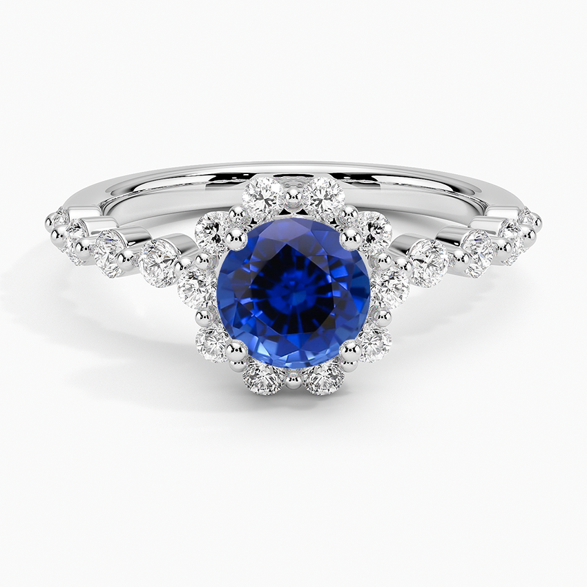 Sapphire Marseille Halo Diamond Ring (1/2 ct. tw.) in 18K White Gold