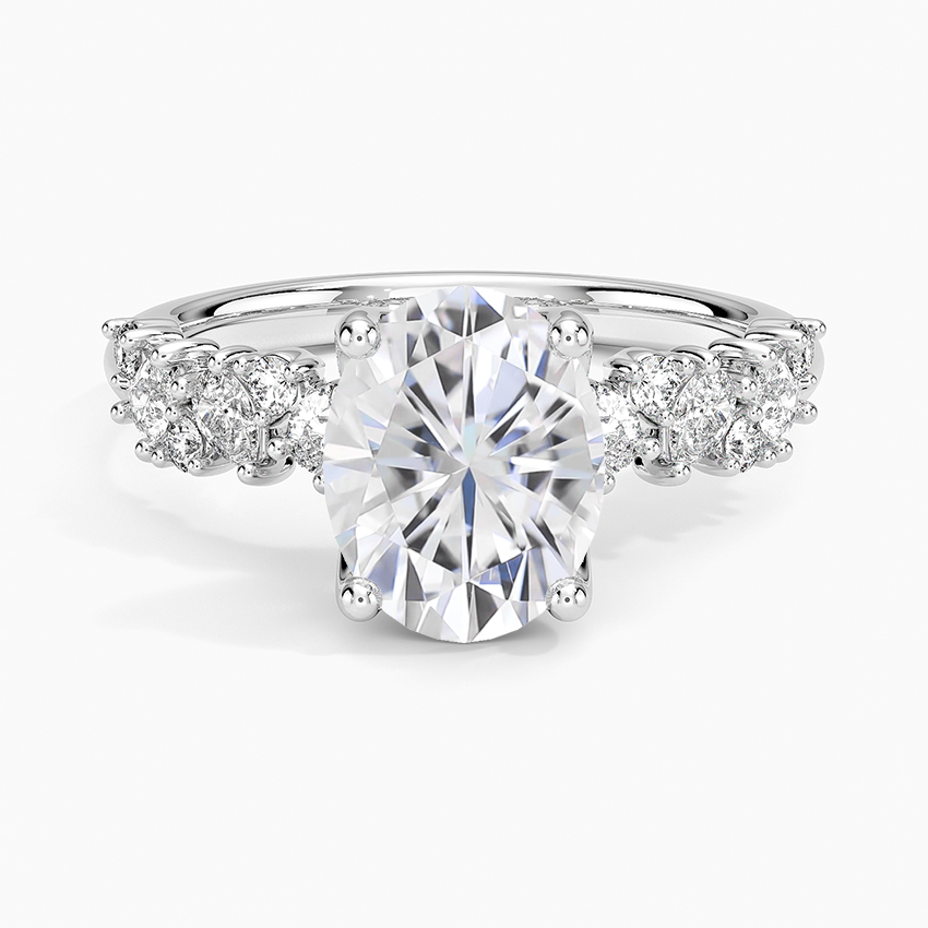 Moissanite Olivetta Diamond Ring in 18K White Gold
