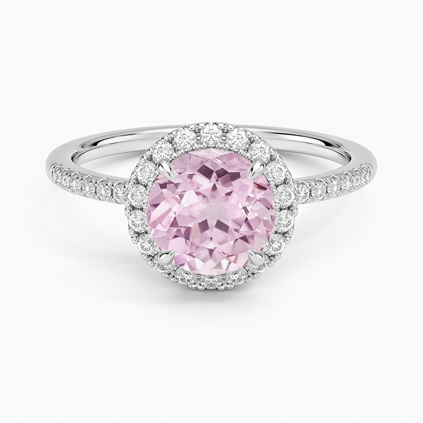 Lab Grown Sapphire Cambria Halo Diamond Ring in 14K White Gold