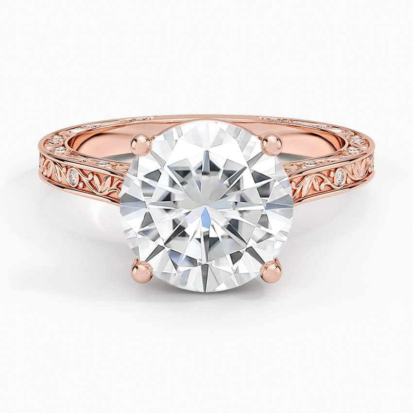 Moissanite Grove Perfect Fit Engraved Diamond Ring (1/10 ct. tw.) in 14K Rose Gold