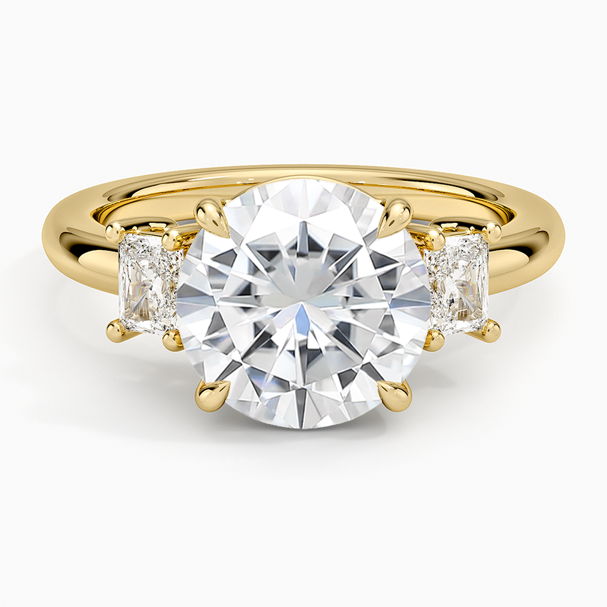 Moissanite Helena Radiant-Cut Three Stone Diamond Ring (3/8 ct. tw.) in 14K Yellow Gold