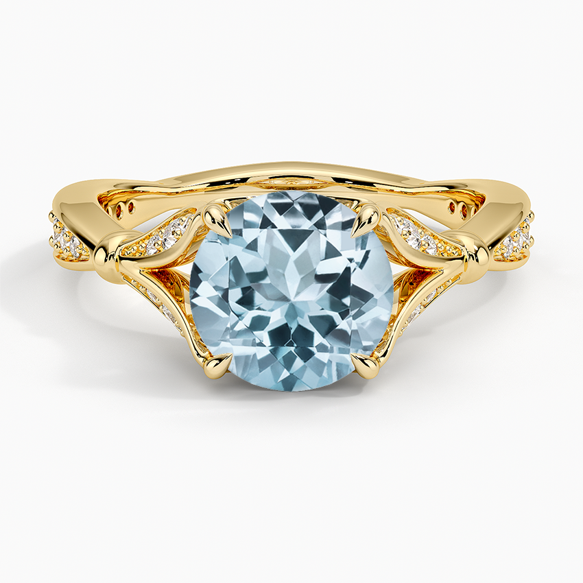 Aquamarine Zinnia Diamond Ring (1/3 ct. tw.) in 18K Yellow Gold