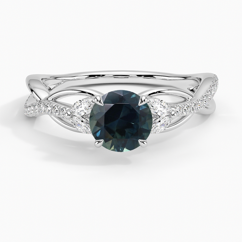 Sapphire Garland Diamond Ring in 18K White Gold