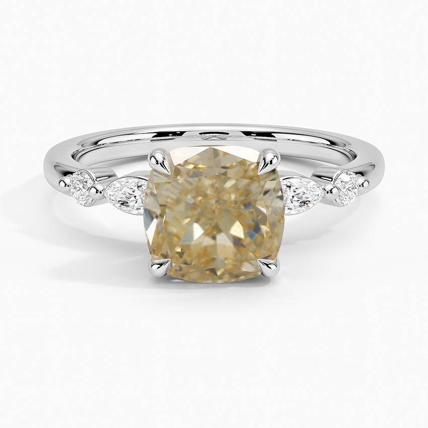 4K/18K Gold Unique Marquise And Round Moissanite Wedding Band