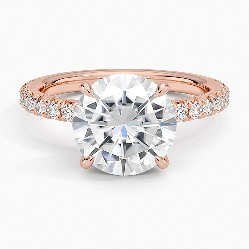 Moissanite Amelie Three-Quarter Coverage Diamond Ring in 14K Rose Gold