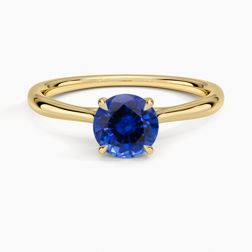 Sapphire Freesia Cathedral Solitaire Ring in 18K Yellow Gold