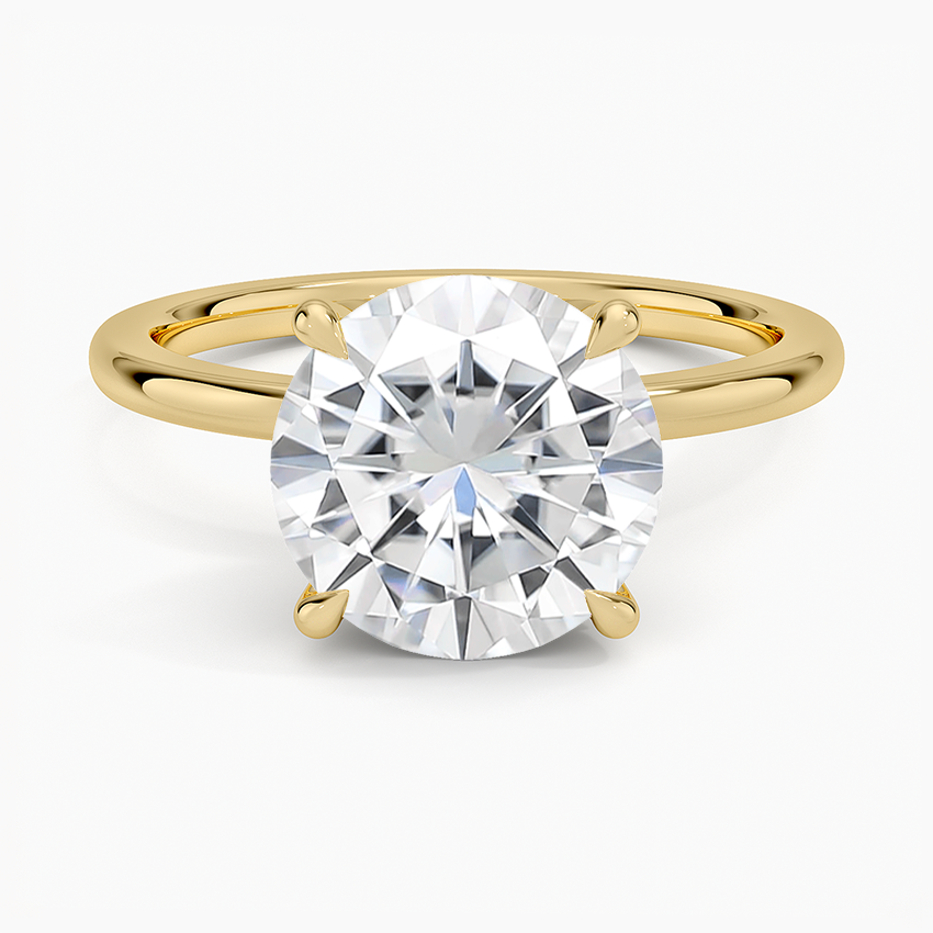 Moissanite Petal 1.5mm Diamond Ring in 14K Yellow Gold