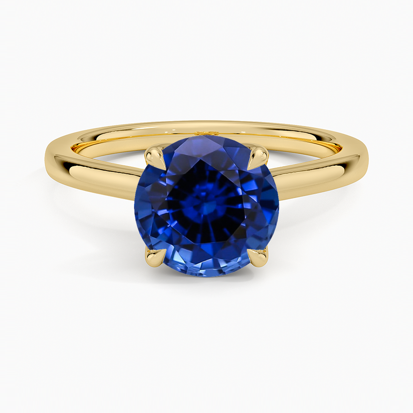Lab Grown Sapphire Elodie Cathedral Solitaire Ring in 18K Yellow Gold