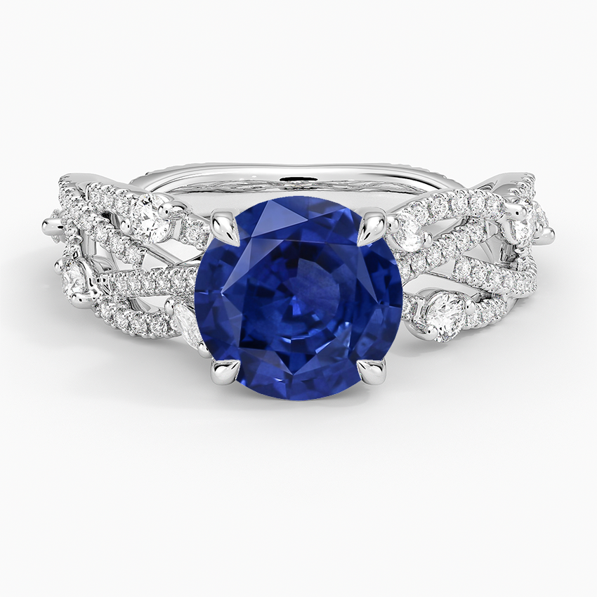 Sapphire Grand Secret Garden Diamond Ring in 14K White Gold