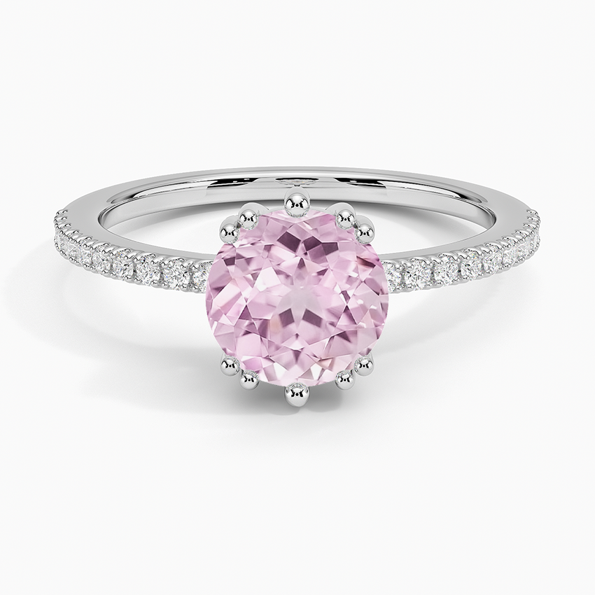 Lab Grown Sapphire Luxe Kalina Hidden Halo Diamond Ring in 18K White Gold