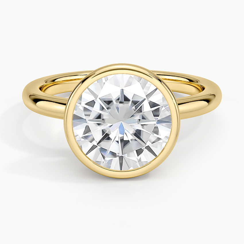 Moissanite Julietta Bezel Solitaire Ring in 14K Yellow Gold