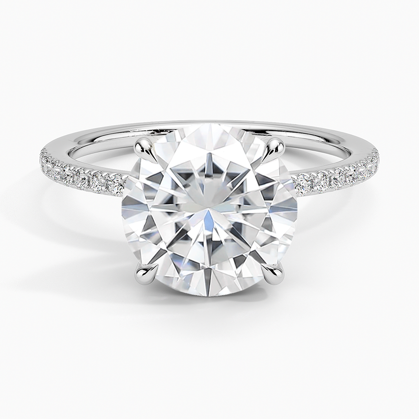 Moissanite Viviana Half Coverage Diamond Ring in 14K White Gold