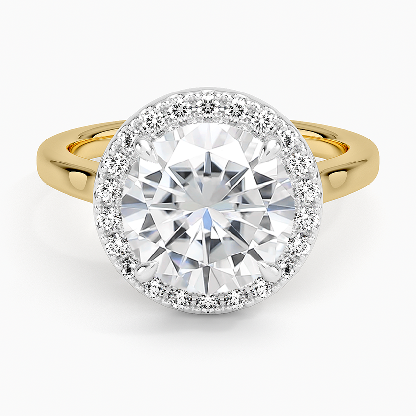 Moissanite Platinum Mixed Metal Julia Halo Diamond Ring (1/5 ct. tw.) in 18K Yellow Gold