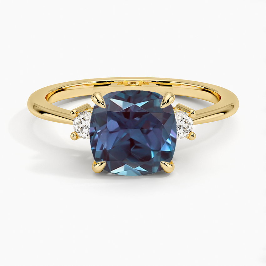18K Yellow Gold Petite Selene Three Stone Diamond Ring 1 10 ct. tw