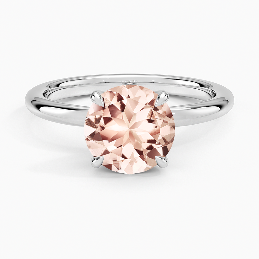 Morganite Manon Solitaire Ring in 18K White Gold