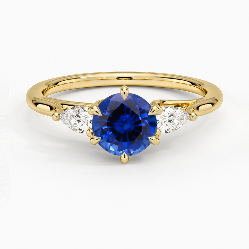 Sapphire Delilah Three Stone Pear Diamond Ring (1/5 ct. tw.) in 18K Yellow Gold