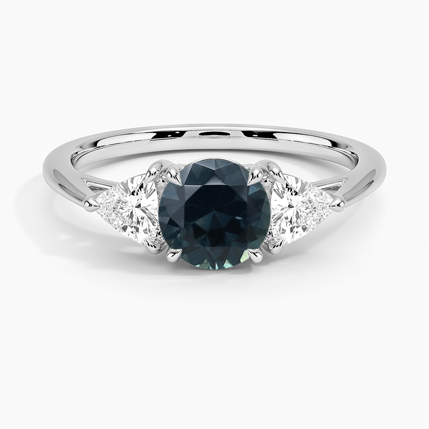 Sapphire Luxe Trillion Cut Three Stone Diamond Ring in 18K White Gold