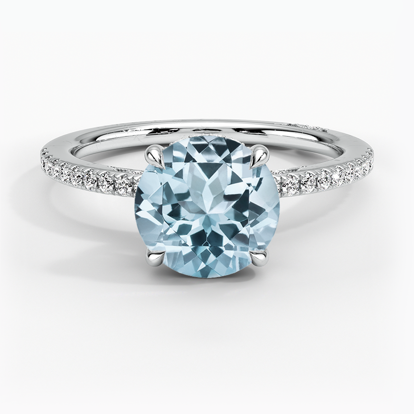 Aquamarine Simply Tacori Luxe Drape Diamond Ring in 18K White Gold