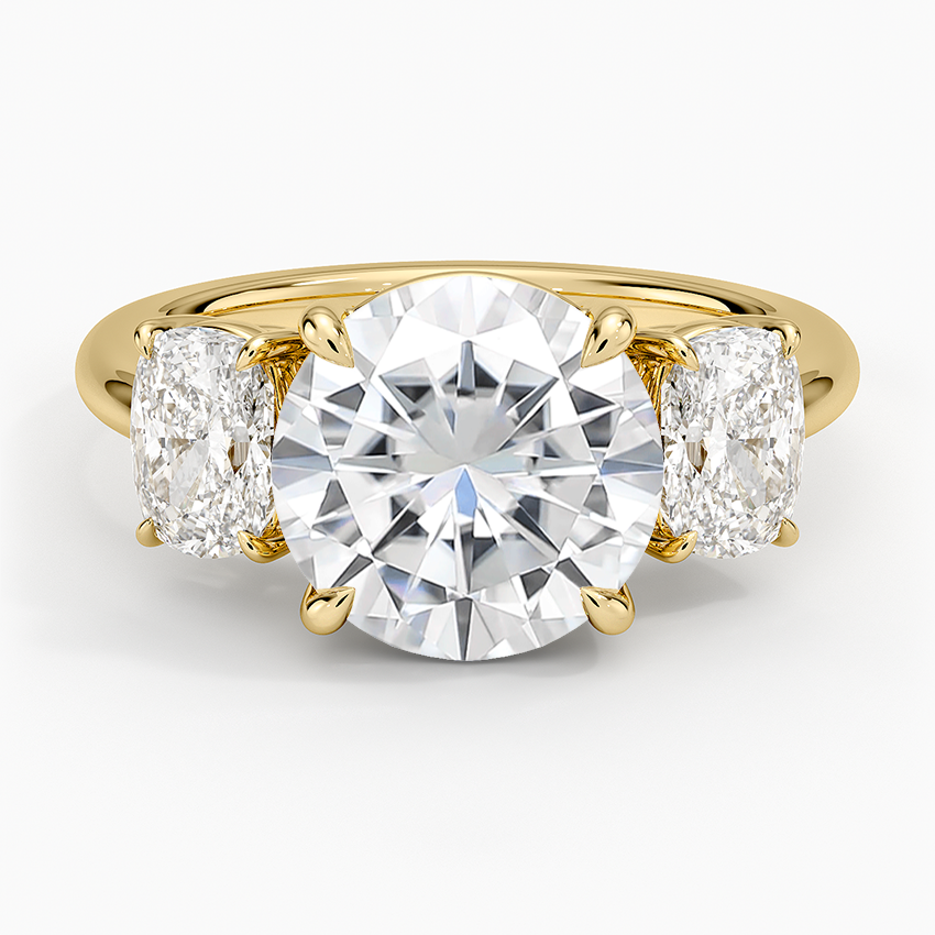 Moissanite Luxe Faye Elongated Cushion Three Stone Diamond Ring (1 ct. tw.) in 14K Yellow Gold