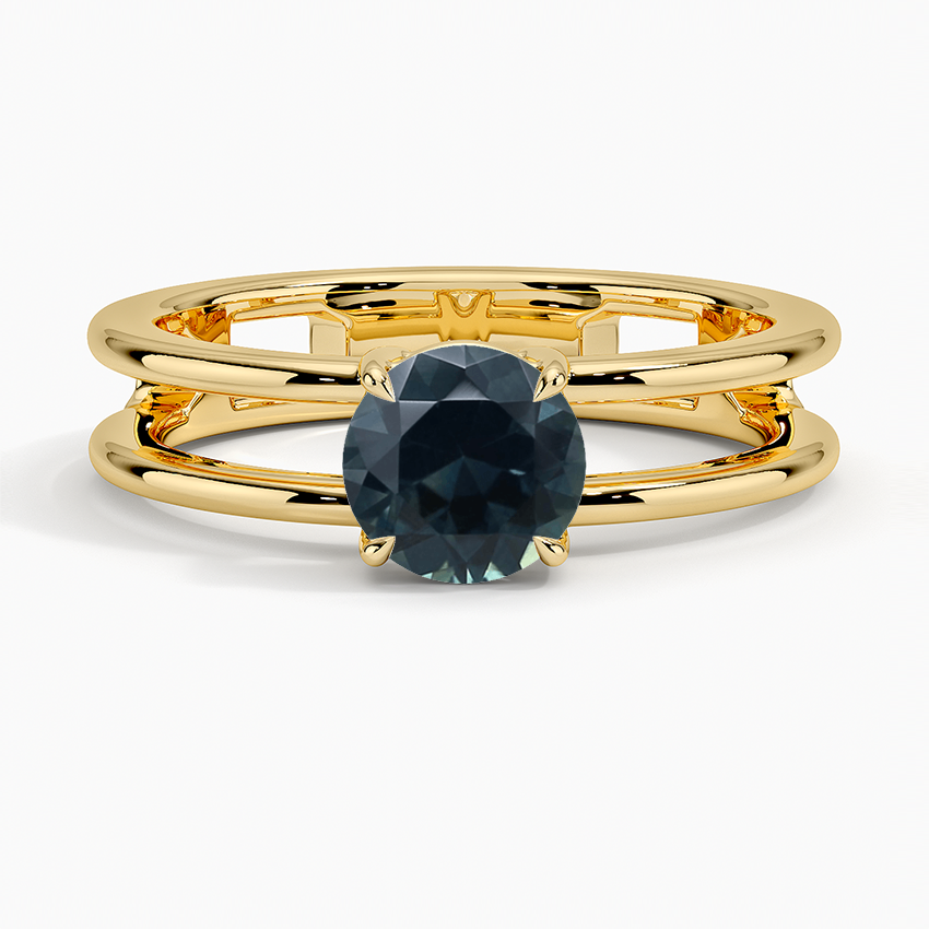 Sapphire Aimee Open Double Band Solitaire Ring in 18K Yellow Gold