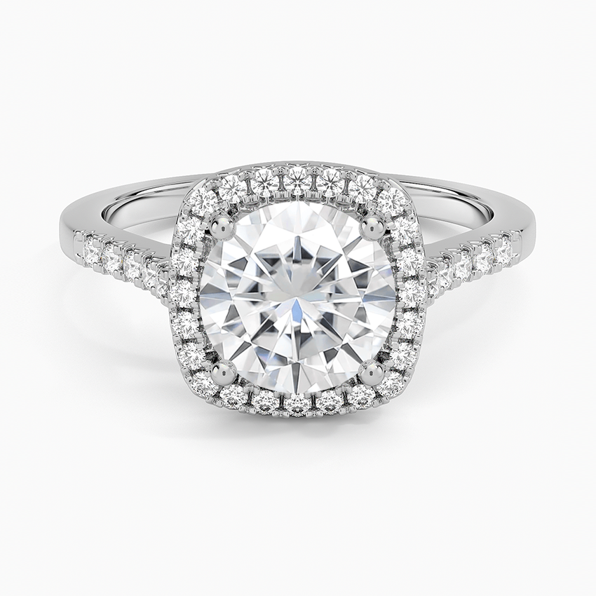 Moissanite Odessa Halo Lab Diamond Ring (1/5 Ct. Tw.) in 14K White Gold