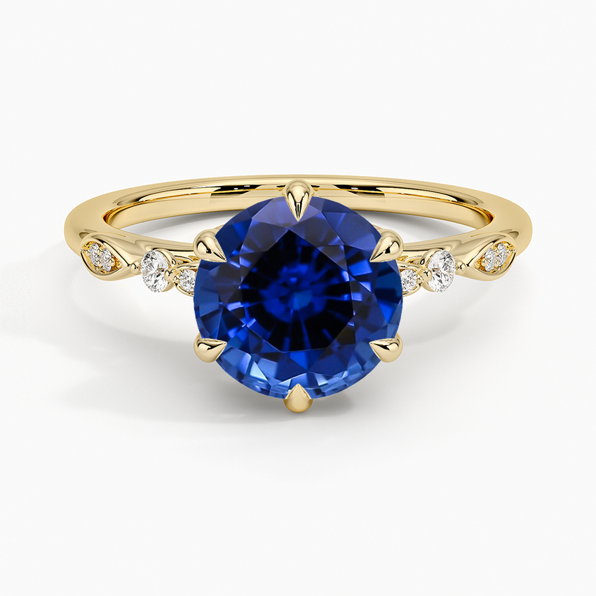 Lab Grown Sapphire Rochelle Diamond Ring in 18K Yellow Gold