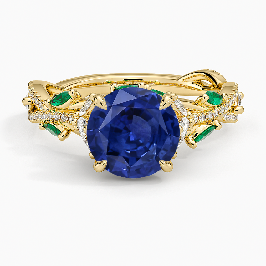 Sapphire Luxe Secret Garden Lab Emerald and Diamond Ring in 14K Yellow Gold