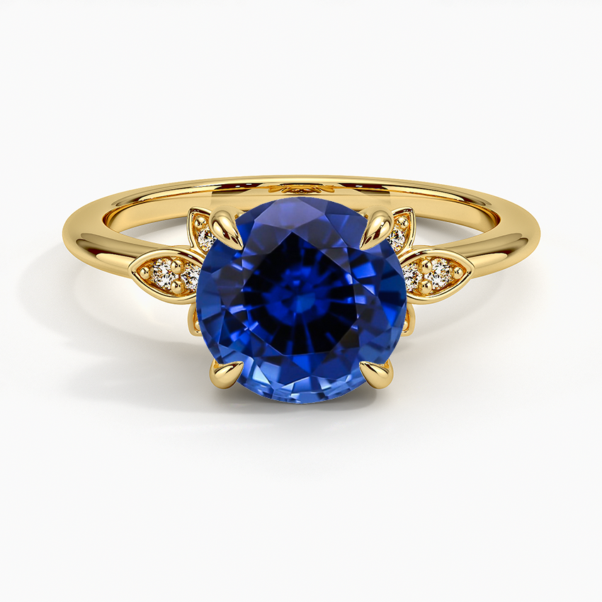 Lab Grown Sapphire Fiore Diamond Ring in 18K Yellow Gold