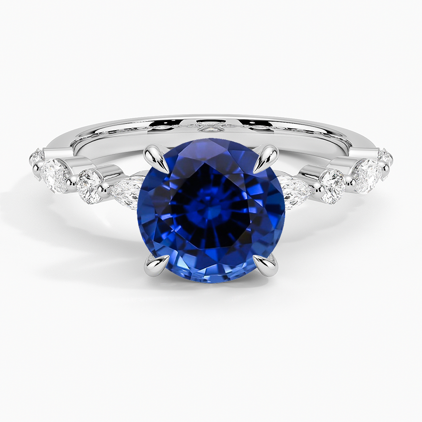 Lab Grown Sapphire Versailles Diamond Ring (1/3 ct. tw.) in 18K White Gold