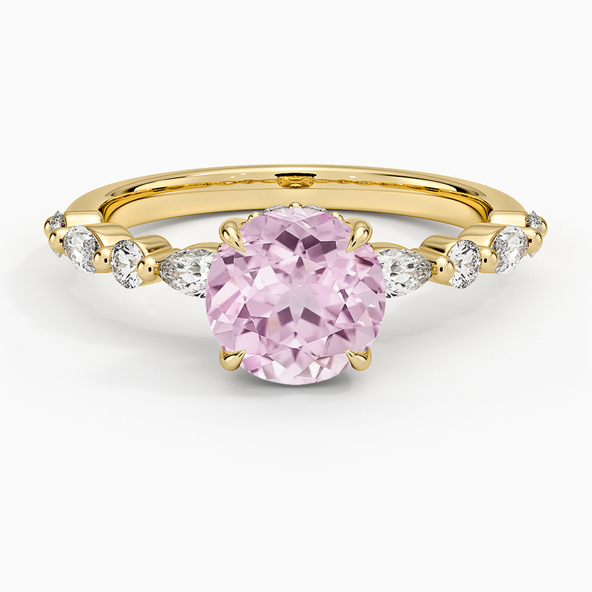 Lab Grown Sapphire Versailles Hidden Halo Diamond Ring in 18K Yellow Gold