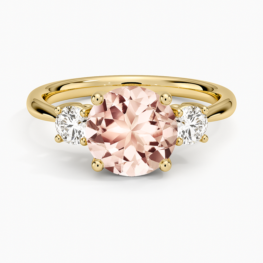 Morganite Selene Three Stone Diamond Ring (1/3 ct. tw.) in 18K Yellow Gold