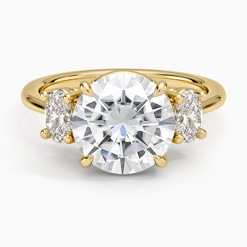 Moissanite Oval-Cut Three Stone Diamond Ring (1/2 ct. tw.) in 14K Yellow Gold
