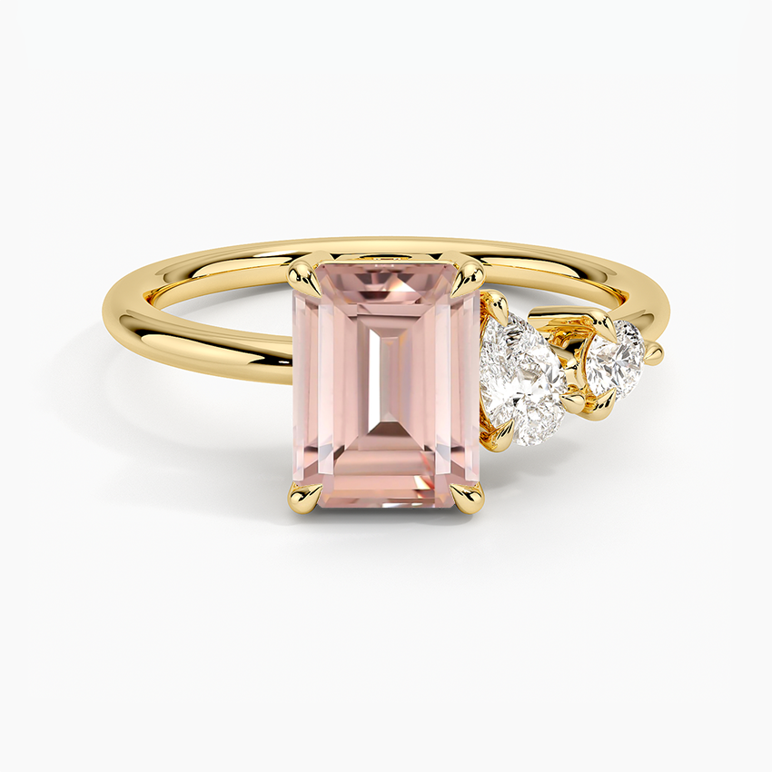 Pink Sapphire Ring 1/10 ct tw Diamonds 14K Yellow Gold