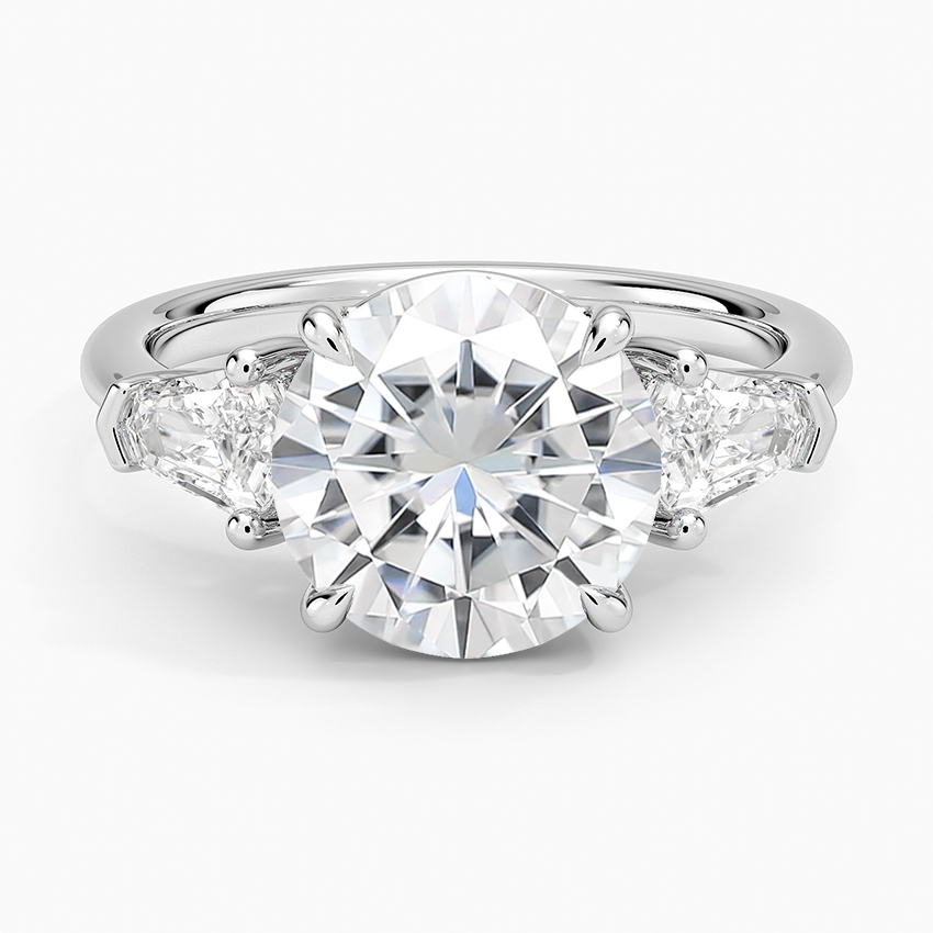 Moissanite Shield Cut Three Stone Diamond Ring (1/2 ct. tw.) in 14K White Gold