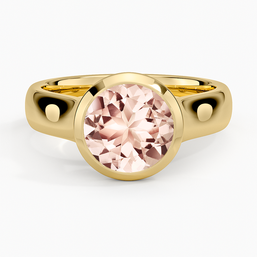 Morganite Luna 4mm Bezel Ring in 18K Yellow Gold
