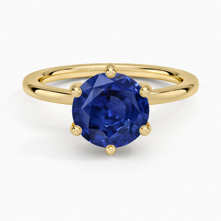 Sapphire Sydney Perfect Fit Hidden Halo Six-Prong Diamond Ring in 14K Yellow Gold