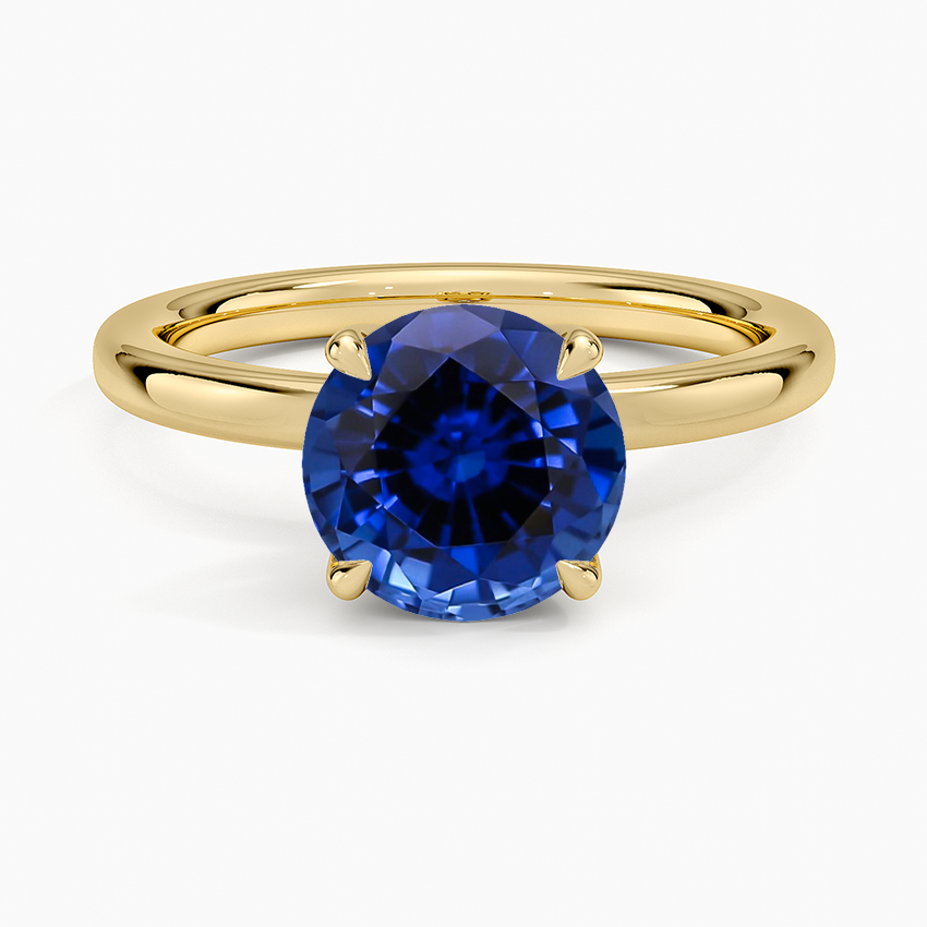 Lab Grown Sapphire 2mm Petite Elodie Perfect Fit Solitaire Ring in 18K Yellow Gold