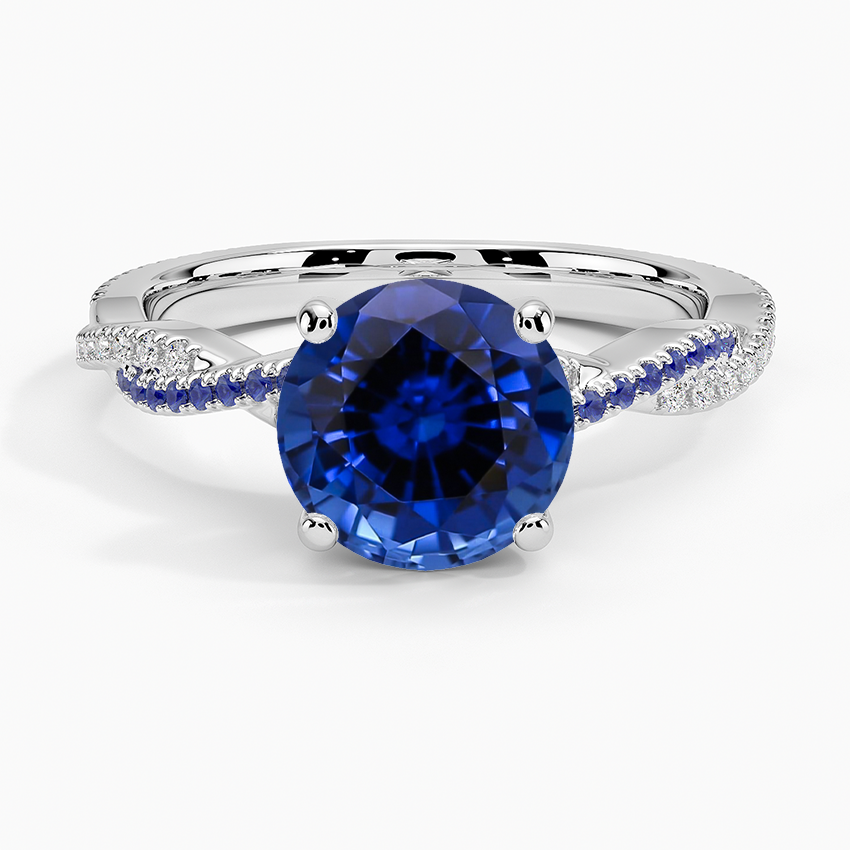Lab Grown Sapphire Petite Luxe Twisted Vine Sapphire and Diamond Ring (1/8 ct. tw.) in 18K White Gold