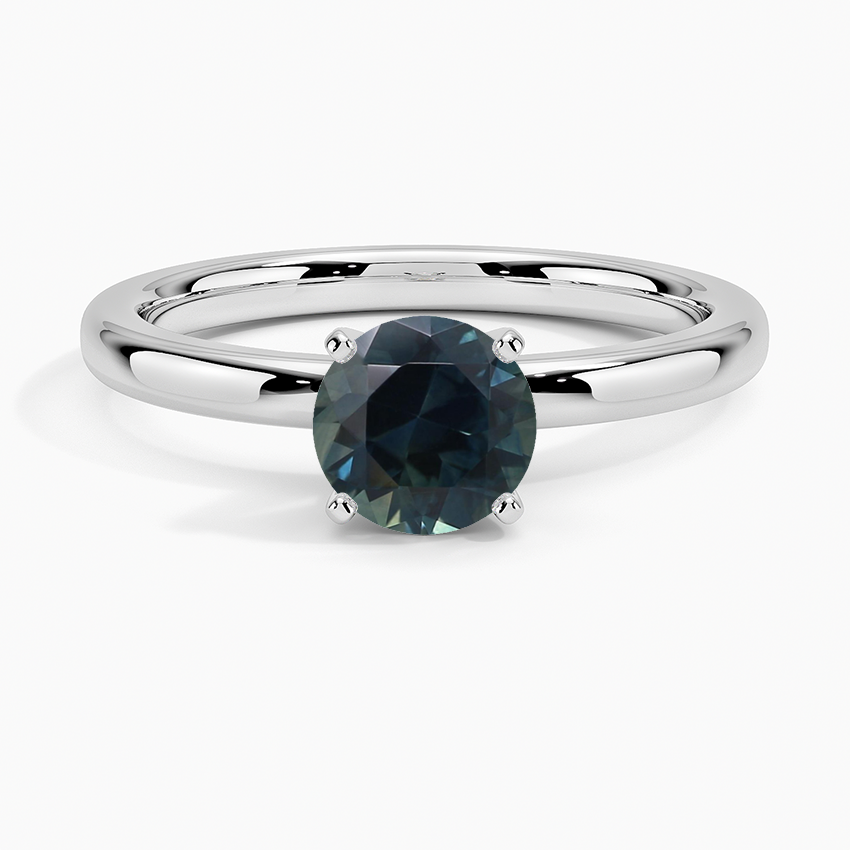 Sapphire Comfort Fit 2mm Solitaire Ring in 18K White Gold